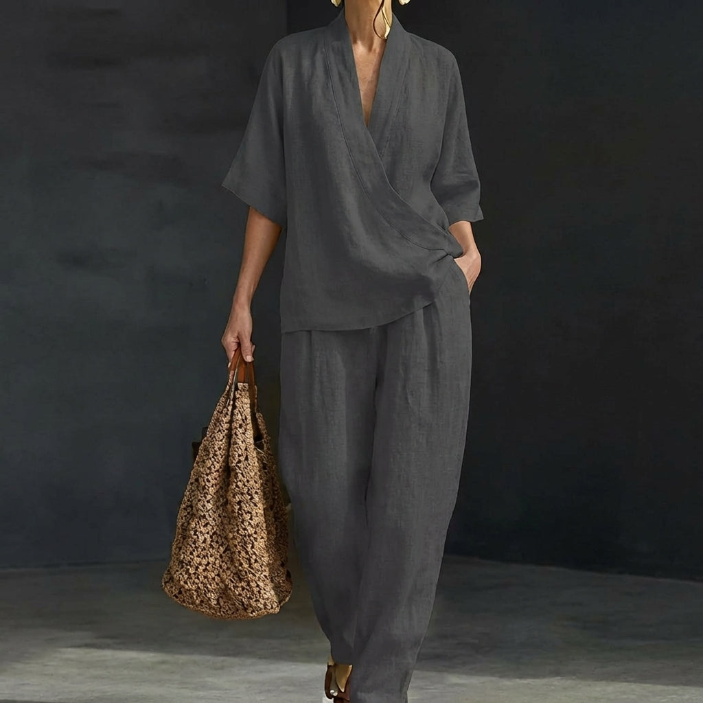 Orla | Henley Top and Wide Leg Pants Co-Ord Set