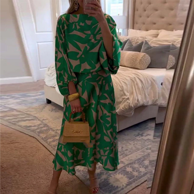 Juno | Printed Lantern Sleeve Two Piece Set