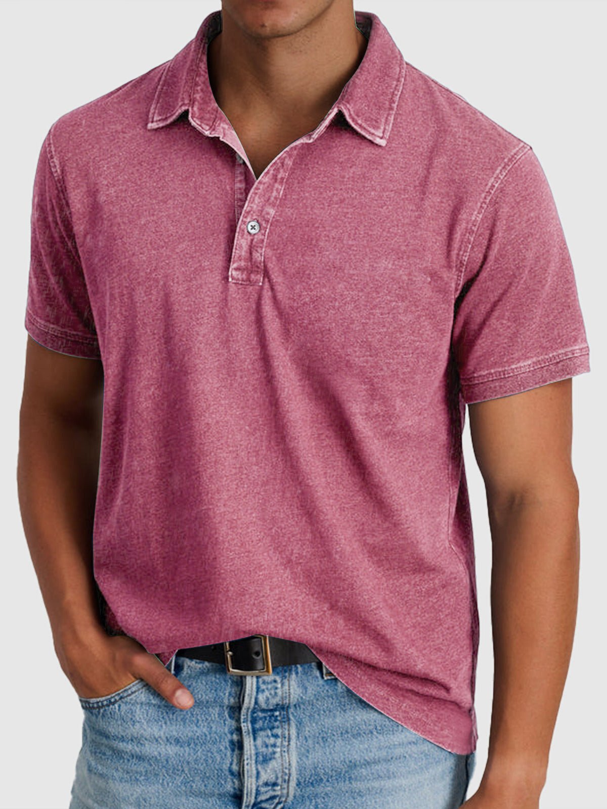 Gus | Cotton Denim Short Sleeve Polo Shirt
