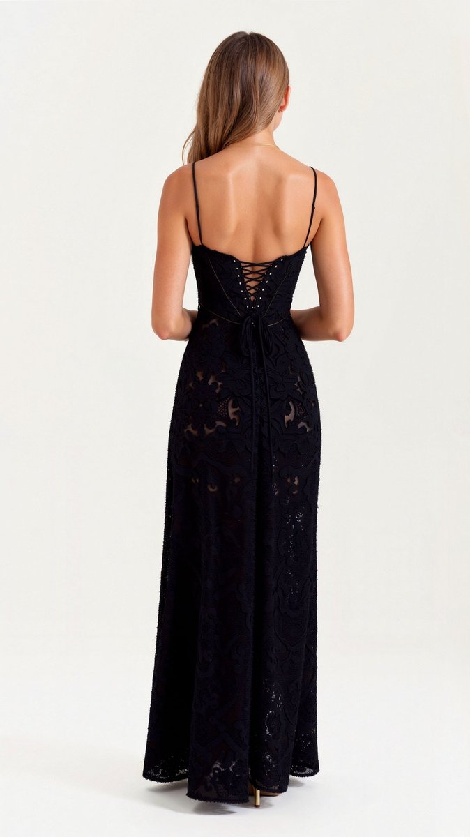 Juniper | Floral Lace Bustier Maxi Evening Gown