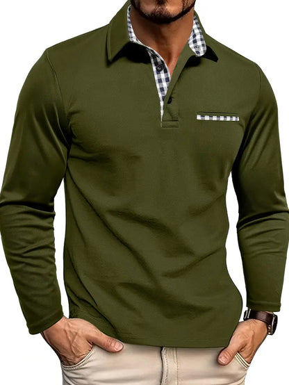 Callum | Long Sleeve Cotton Polo Shirt