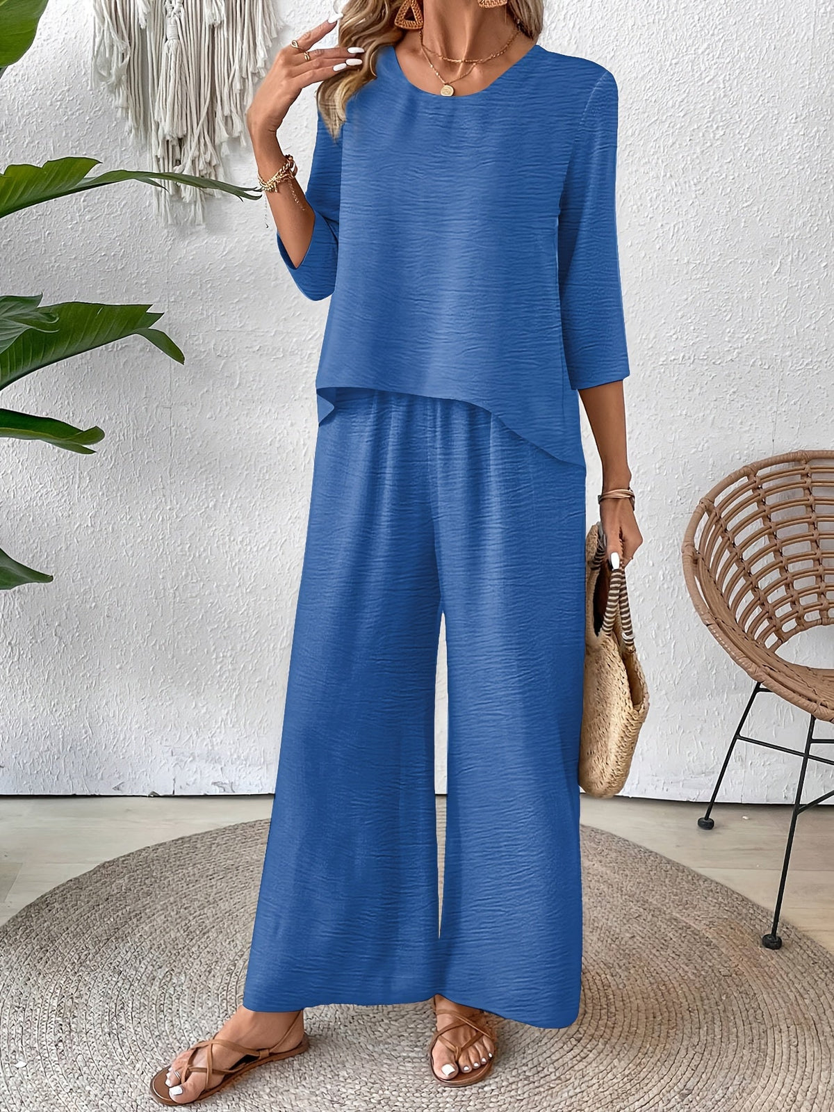 Paige | Linen Wide Leg Pants Two Piece Vacation Set