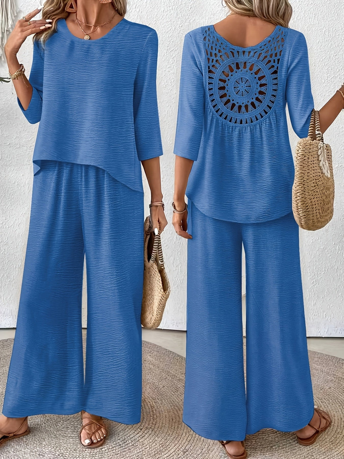 Paige | Linen Wide Leg Pants Two Piece Vacation Set