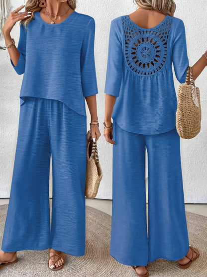 Paige | Linen Wide Leg Pants Two Piece Vacation Set