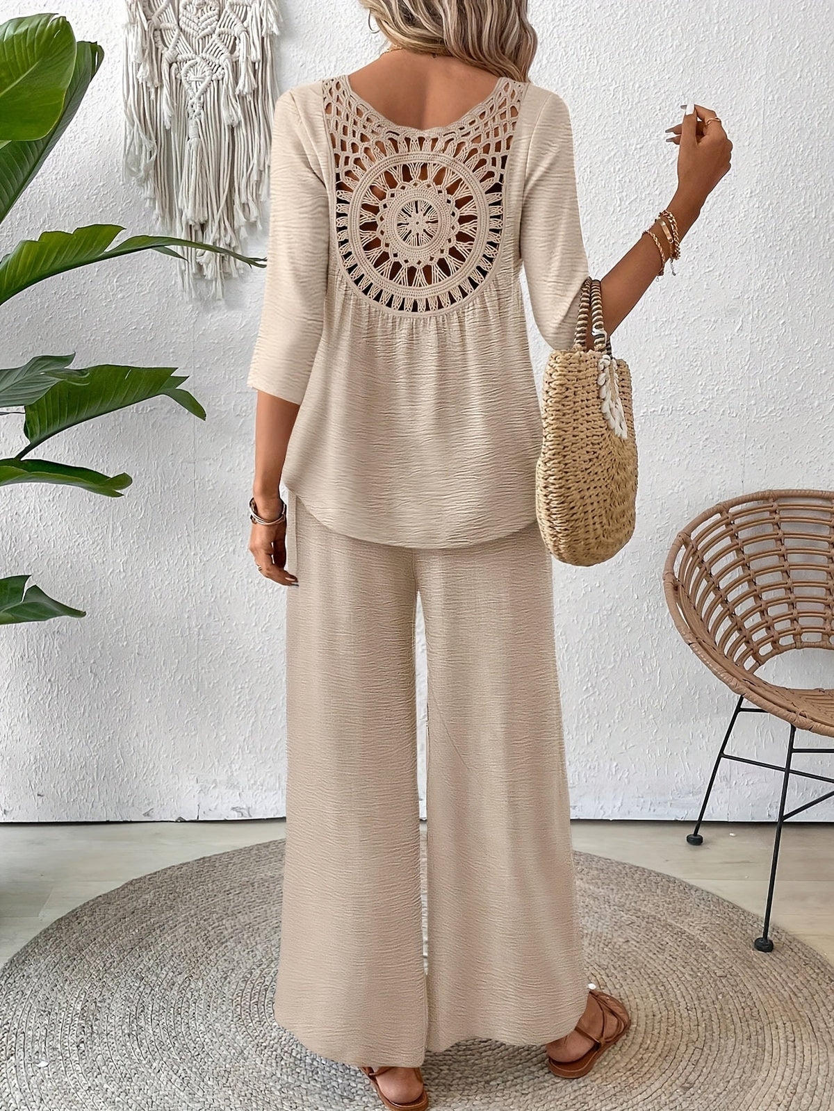 Paige | Linen Wide Leg Pants Two Piece Vacation Set