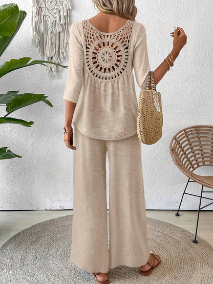 Paige | Linen Wide Leg Pants Two Piece Vacation Set