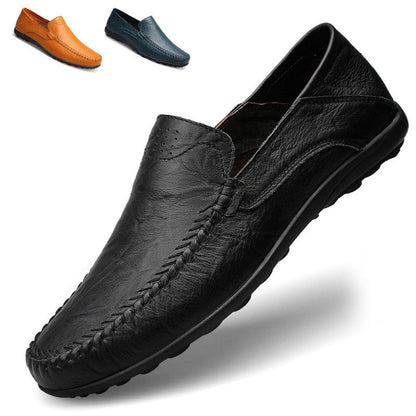 Albie | Genuine Leather Moc Toe Slip-On Loafers