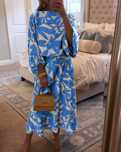 Juno | Printed Lantern Sleeve Two Piece Set