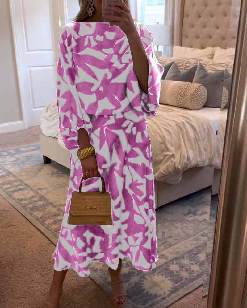 Juno | Printed Lantern Sleeve Two Piece Set