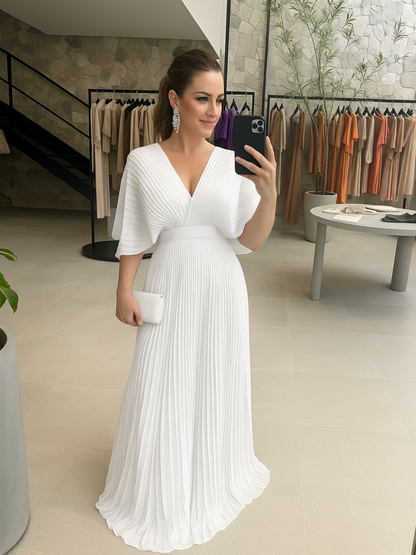 Verity | Pleated Maxi Wedding Guest Evening Dress
