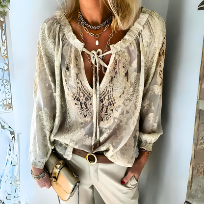 Harriet | Crochet Open Weave Boho Blouse