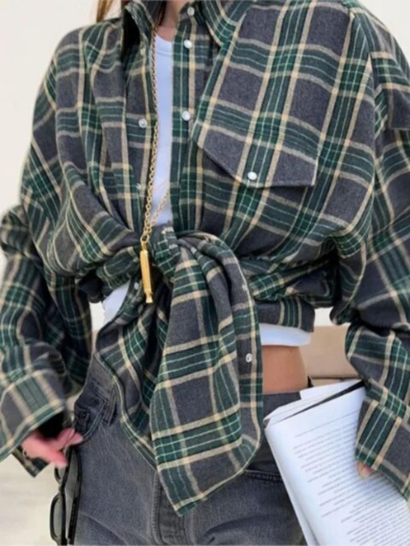 Giselle | Oversized Plaid Button Down Shirt