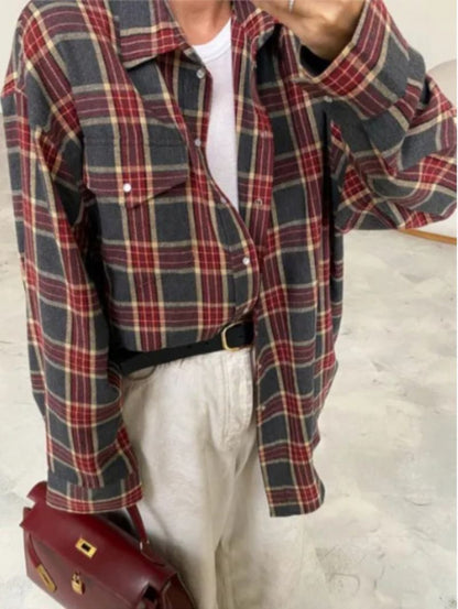 Giselle | Oversized Plaid Button Down Shirt