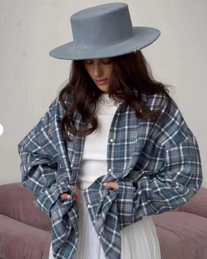 Giselle | Oversized Plaid Button Down Shirt