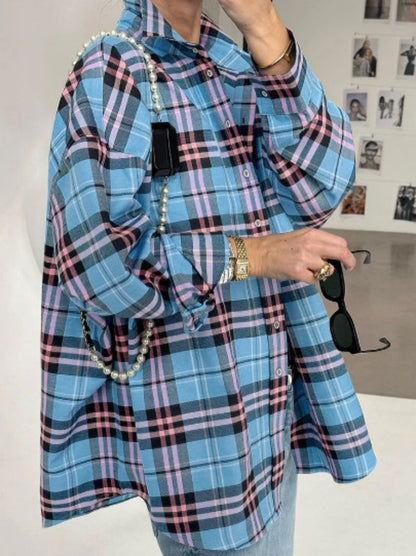 Giselle | Oversized Plaid Button Down Shirt