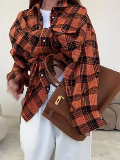 Giselle | Oversized Plaid Button Down Shirt