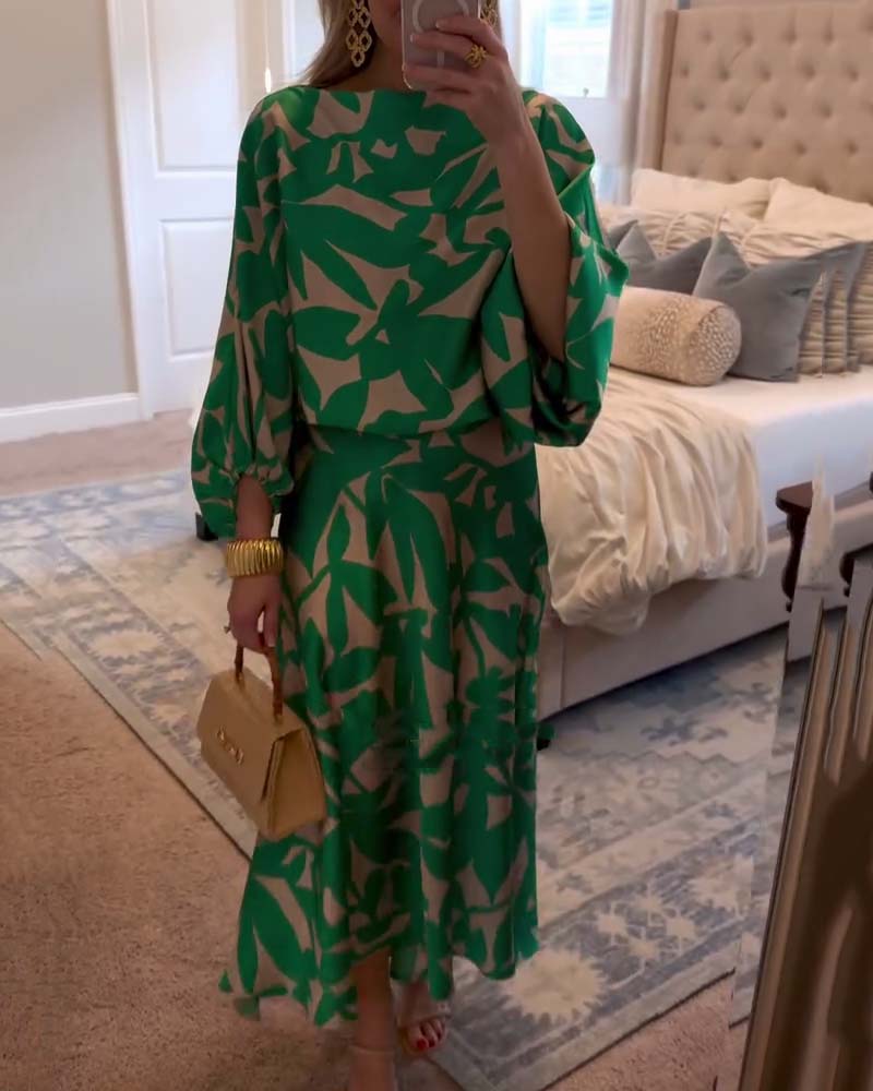 Juno | Printed Lantern Sleeve Two Piece Set