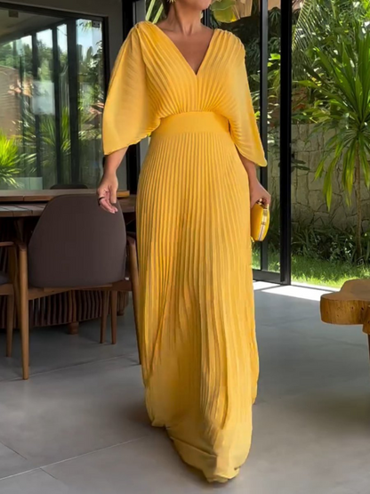 Verity | Pleated Maxi Wedding Guest Evening Dress