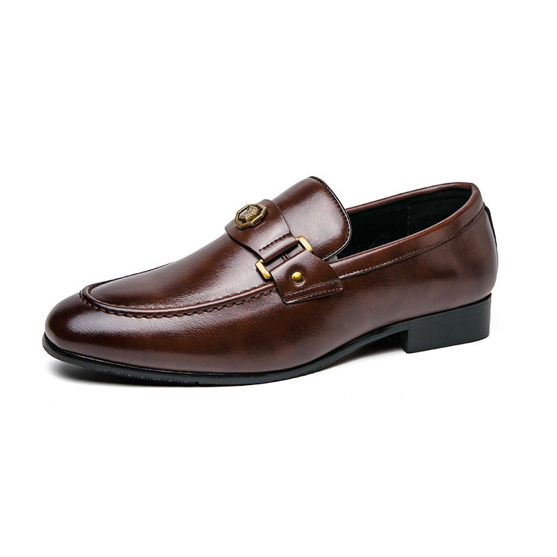 Cyrus | Leather Emblem Buckle Formal Loafers