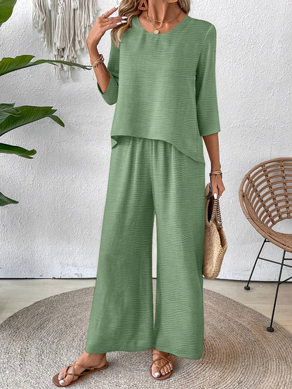 Paige | Linen Wide Leg Pants Two Piece Vacation Set