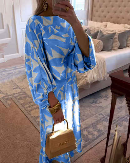 Juno | Printed Lantern Sleeve Two Piece Set