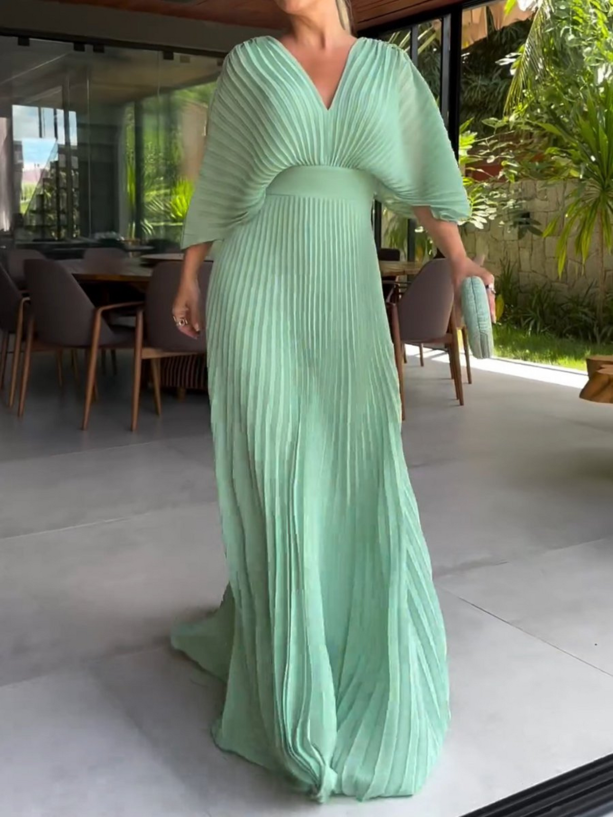 Verity | Pleated Maxi Wedding Guest Evening Dress