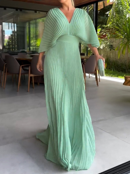 Verity | Pleated Maxi Wedding Guest Evening Dress