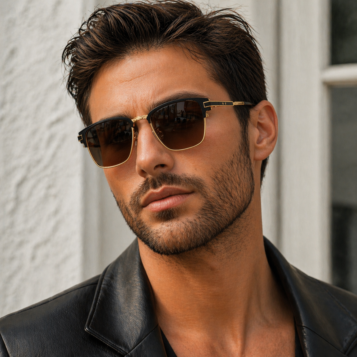 Felix | Classic Gold and Black Rectangle Sunglasses