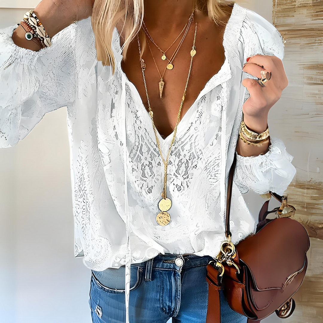 Harriet | Crochet Open Weave Boho Blouse