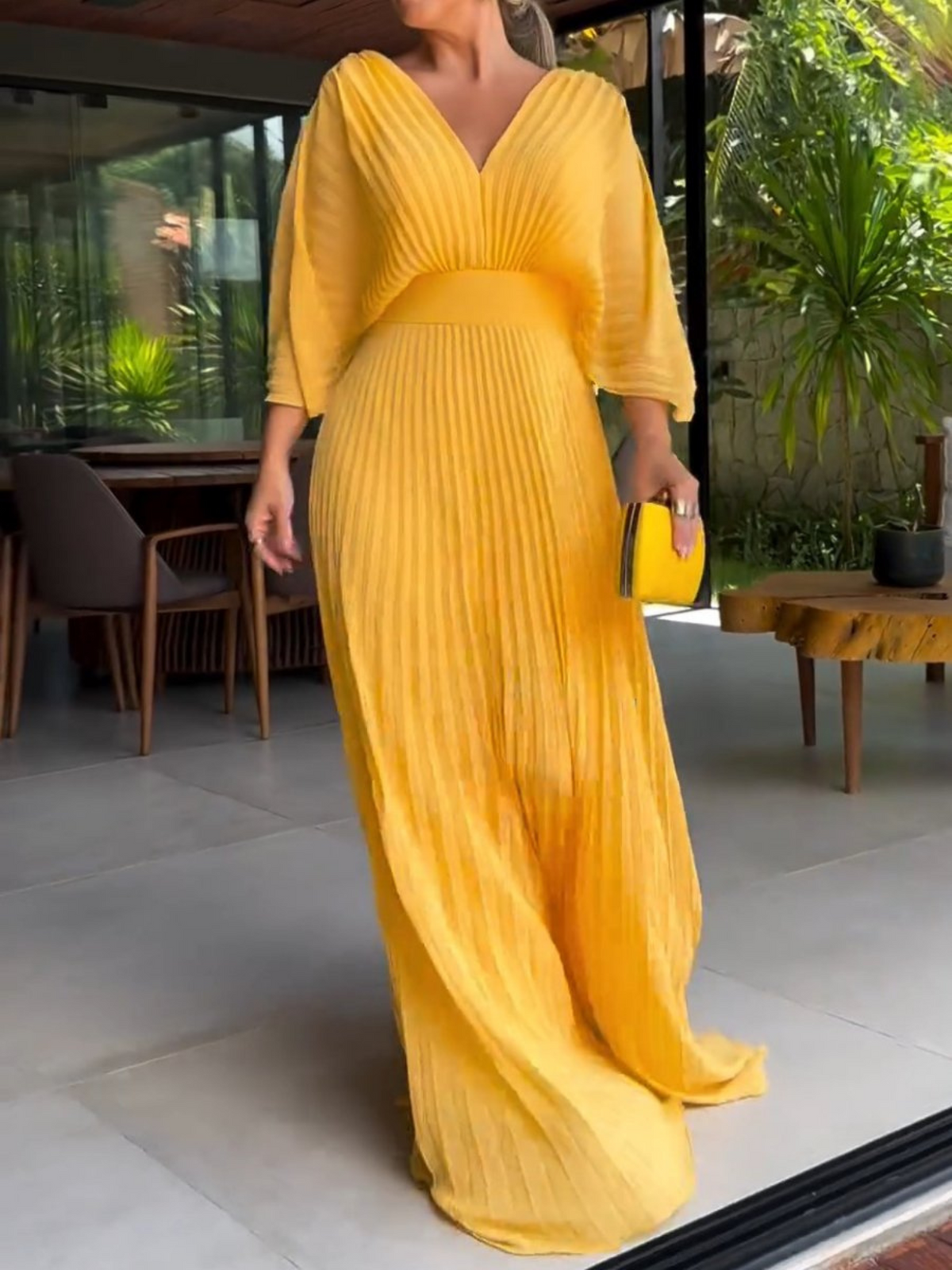 Verity | Pleated Maxi Wedding Guest Evening Dress