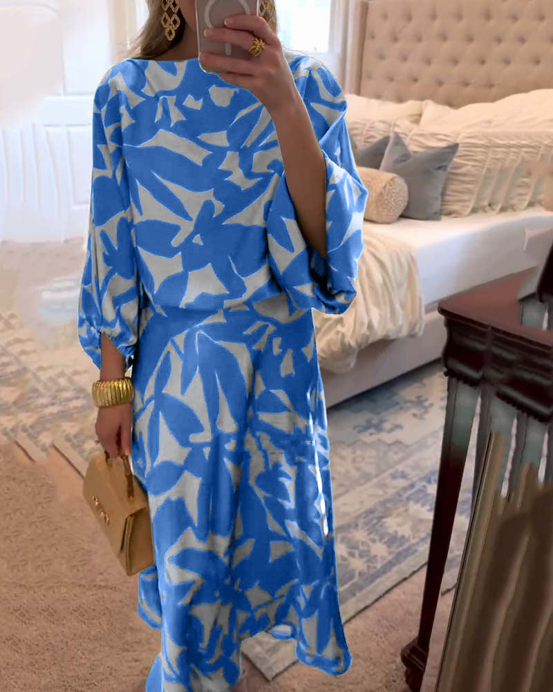 Juno | Printed Lantern Sleeve Two Piece Set