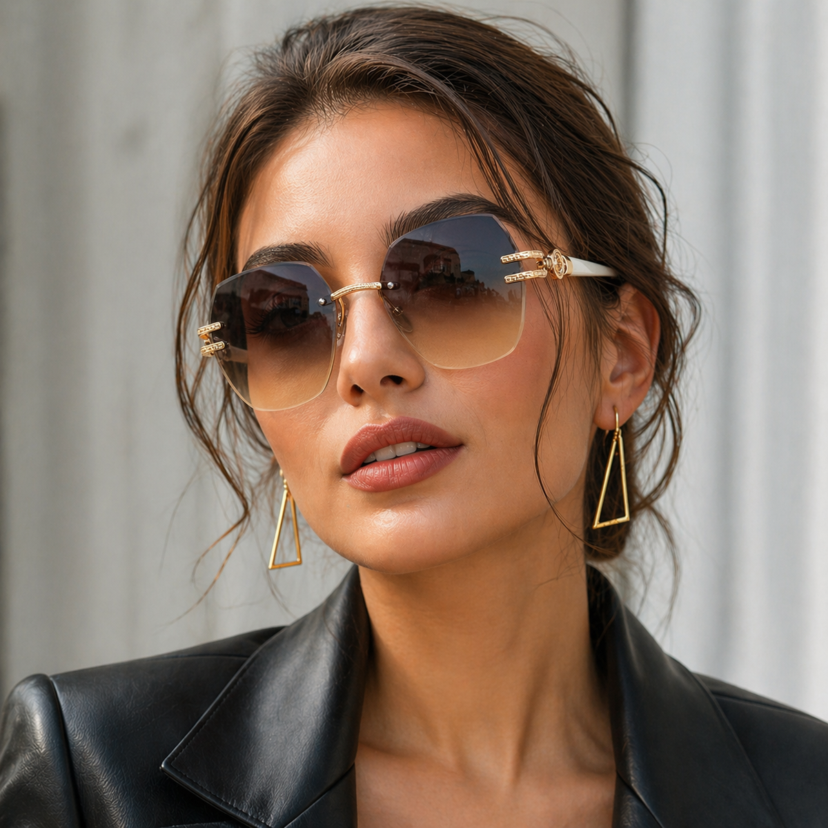 Hattie | Oversized Gradient Sunglasses with Gold-Tone Detail