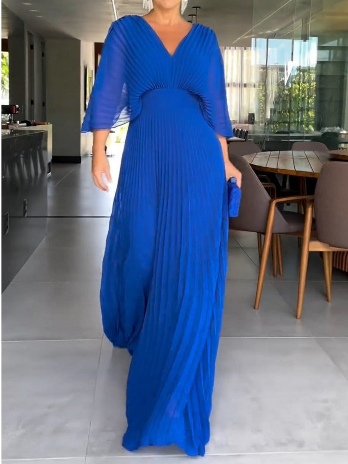 Verity | Pleated Maxi Wedding Guest Evening Dress