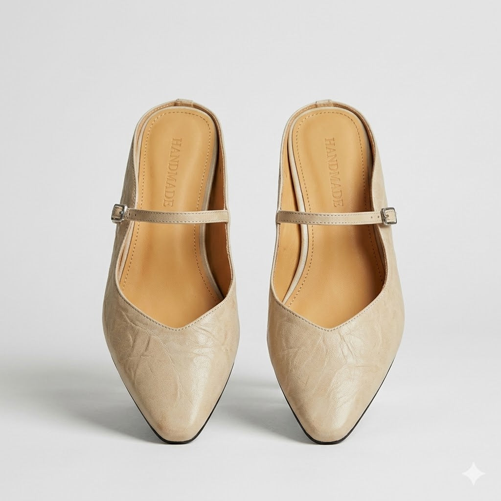 Sophie | Pointed Toe Slingback Flats with Buckle Strap