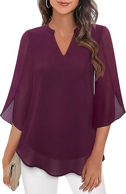 Elodie | Elegant Double Layer Chiffon Blouse