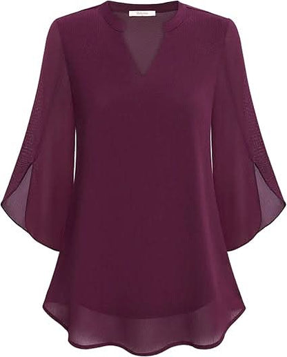 Elodie | Elegant Double Layer Chiffon Blouse