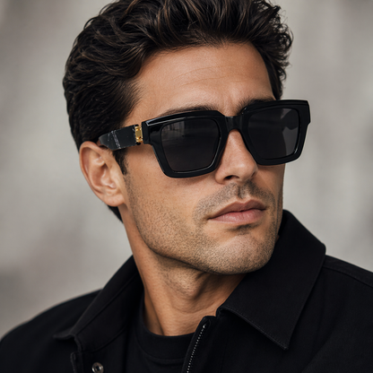 Tabitha | Oversized Black Sunglasses with Gold-Tone Detail