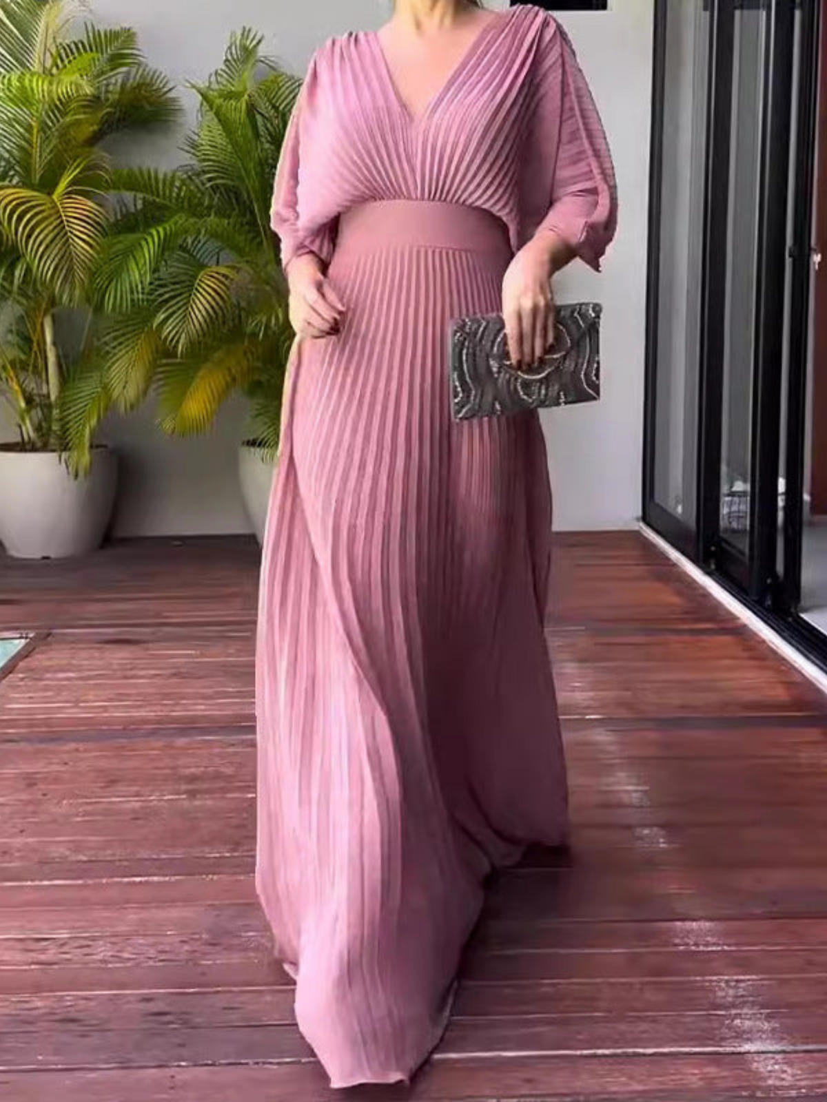 Verity | Pleated Maxi Wedding Guest Evening Dress