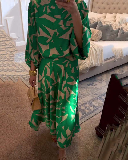 Juno | Printed Lantern Sleeve Two Piece Set