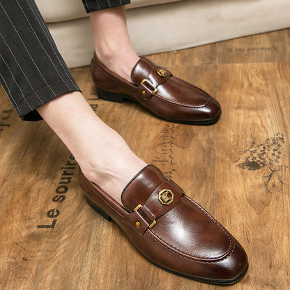 Cyrus | Leather Emblem Buckle Formal Loafers