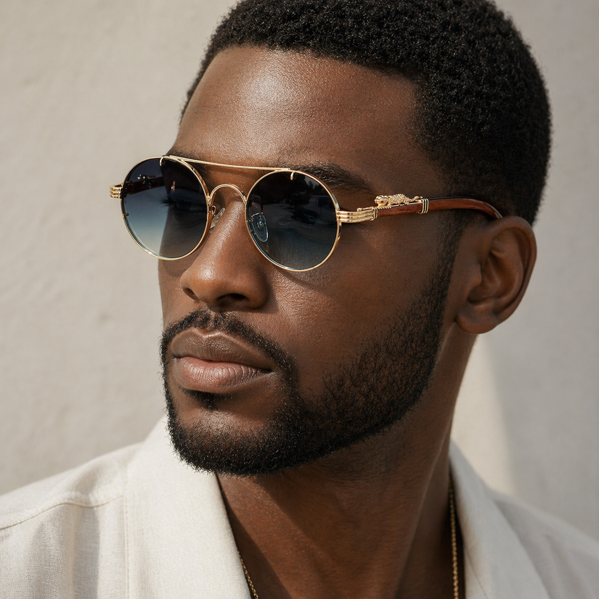 Remy | Vintage Round Sunglasses with Gold-Tone Frame