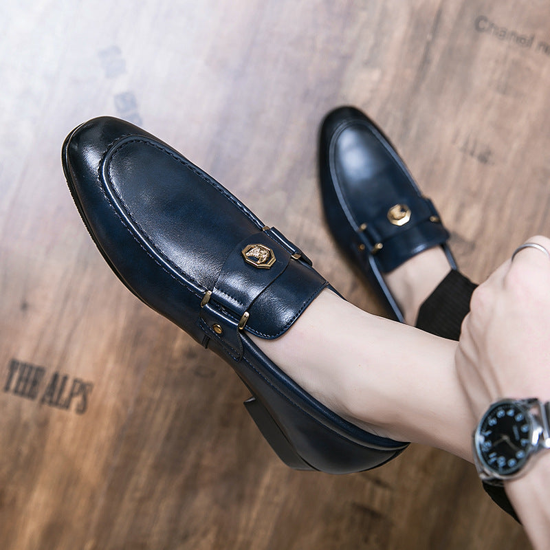 Cyrus | Leather Emblem Buckle Formal Loafers
