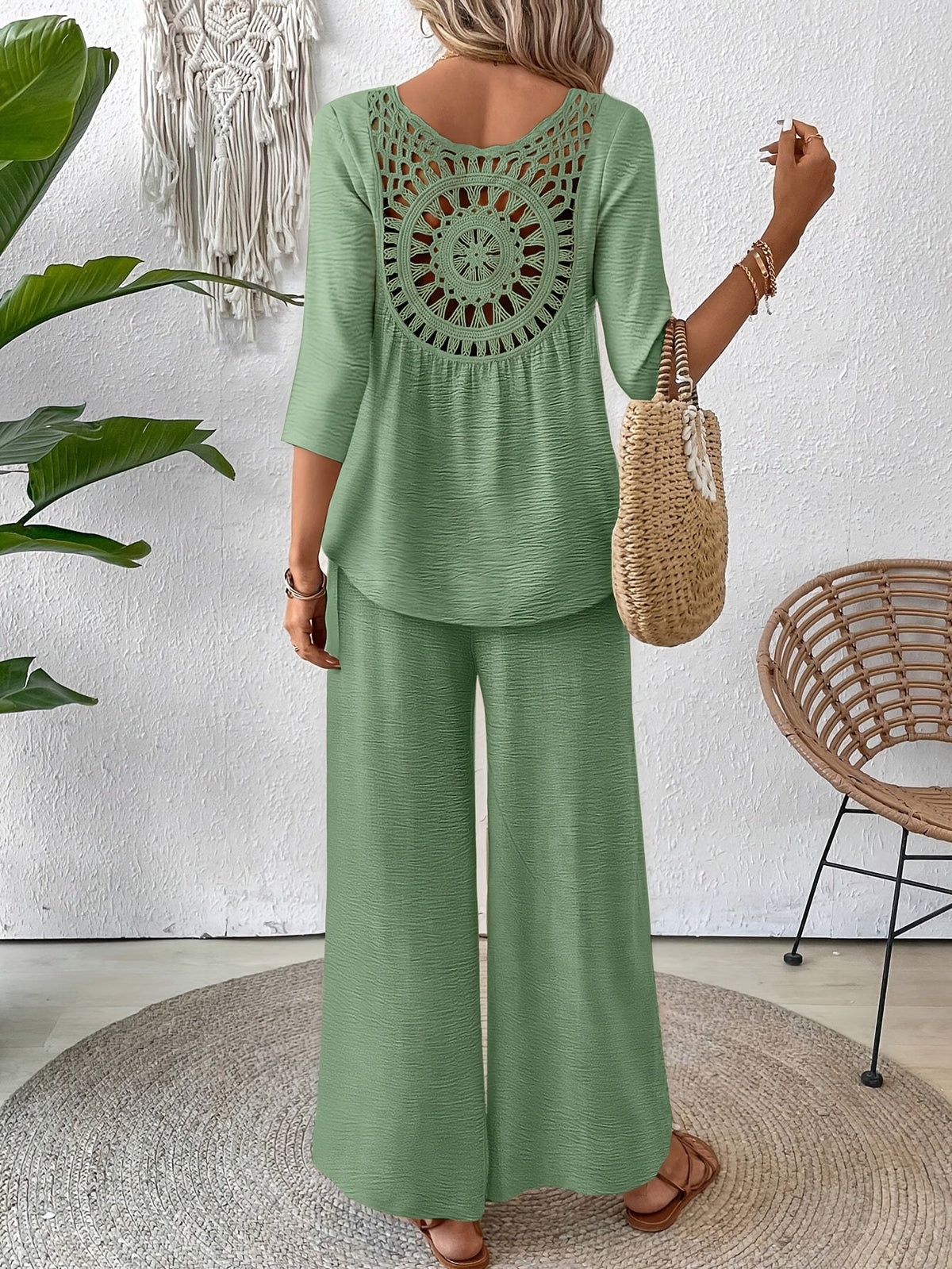 Paige | Linen Wide Leg Pants Two Piece Vacation Set