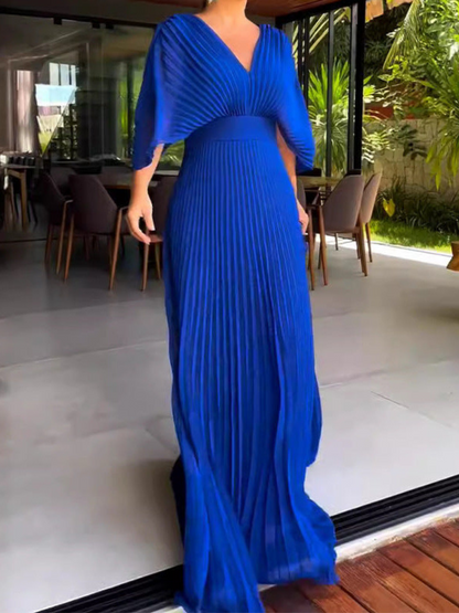 Verity | Pleated Maxi Wedding Guest Evening Dress