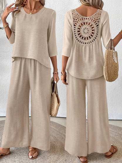 Paige | Linen Wide Leg Pants Two Piece Vacation Set