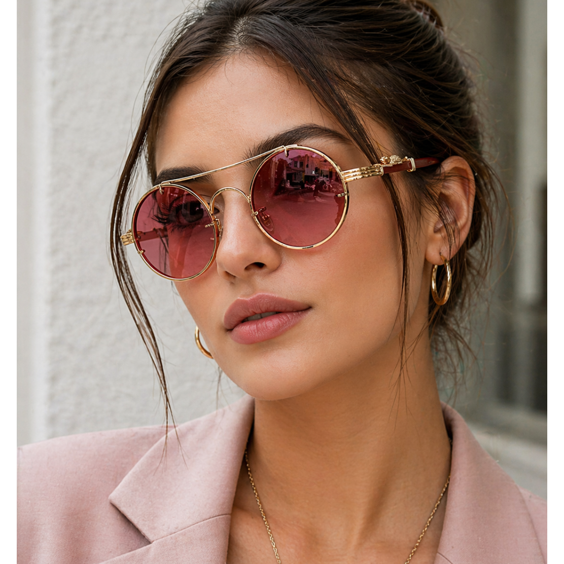 Remy | Vintage Round Sunglasses with Gold-Tone Frame