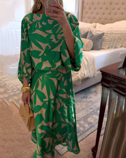 Juno | Printed Lantern Sleeve Two Piece Set