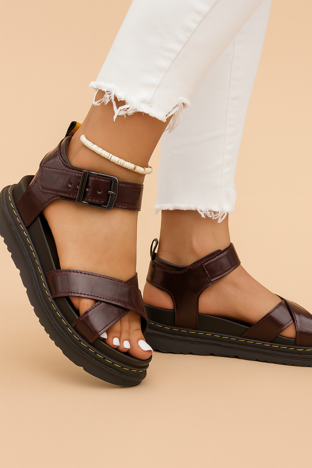 Charice | Orthopedic Strappy Platform Sandals with Ankle Buckle