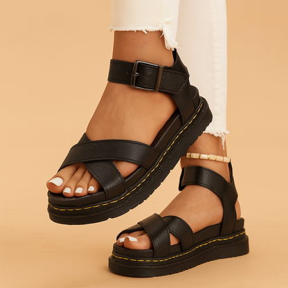 Charice | Orthopedic Strappy Platform Sandals with Ankle Buckle