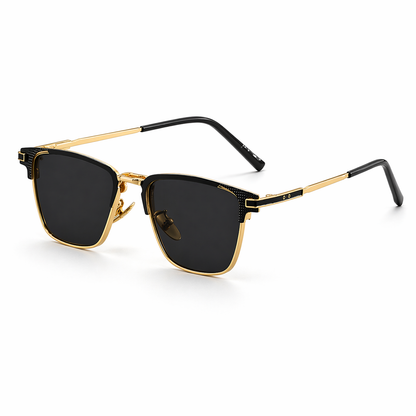 Felix | Classic Gold and Black Rectangle Sunglasses